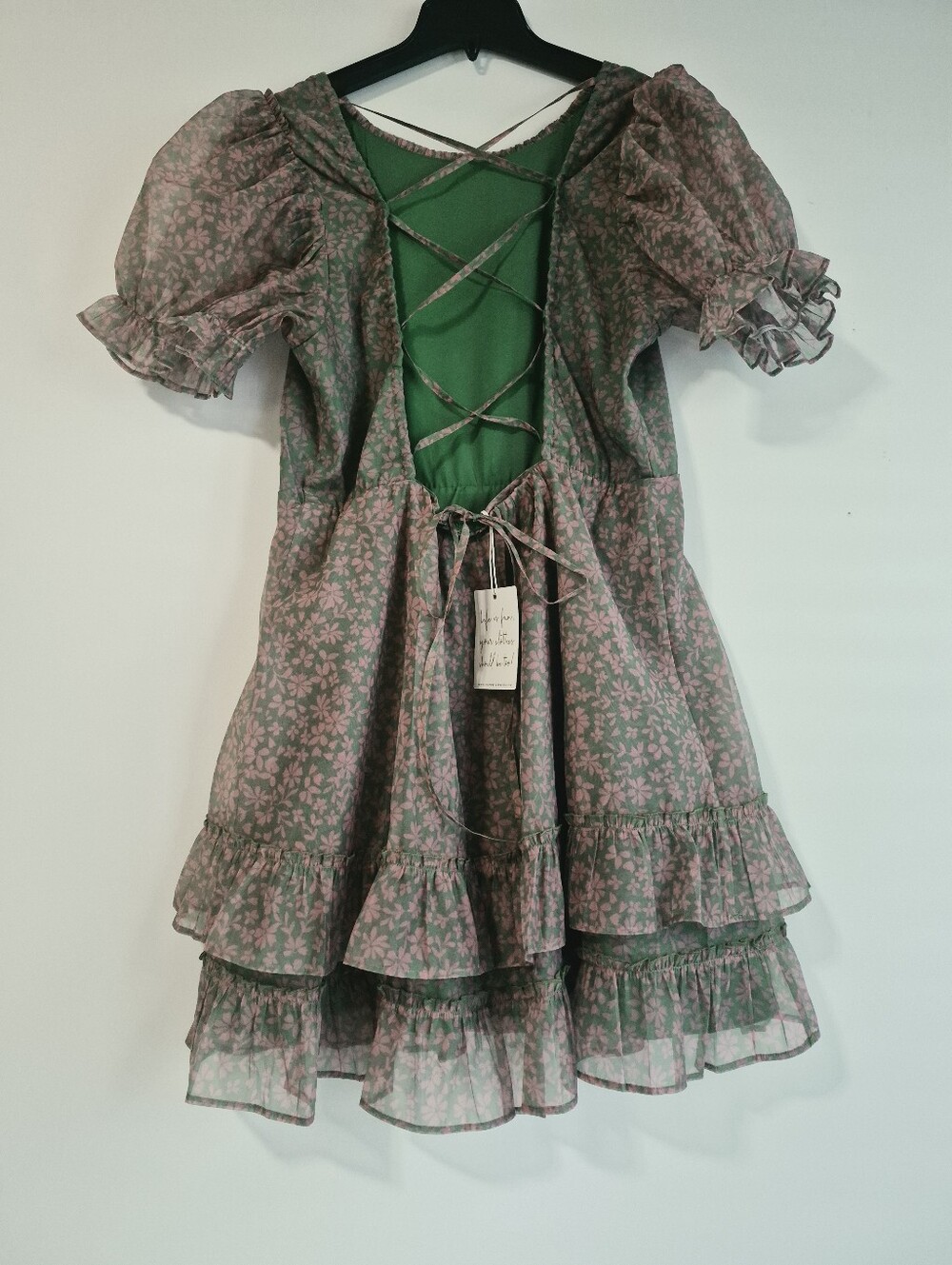 NWT Show Me Your Mumu Green Floral Puff Sleeve Dress - Size XL